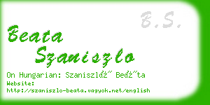 beata szaniszlo business card